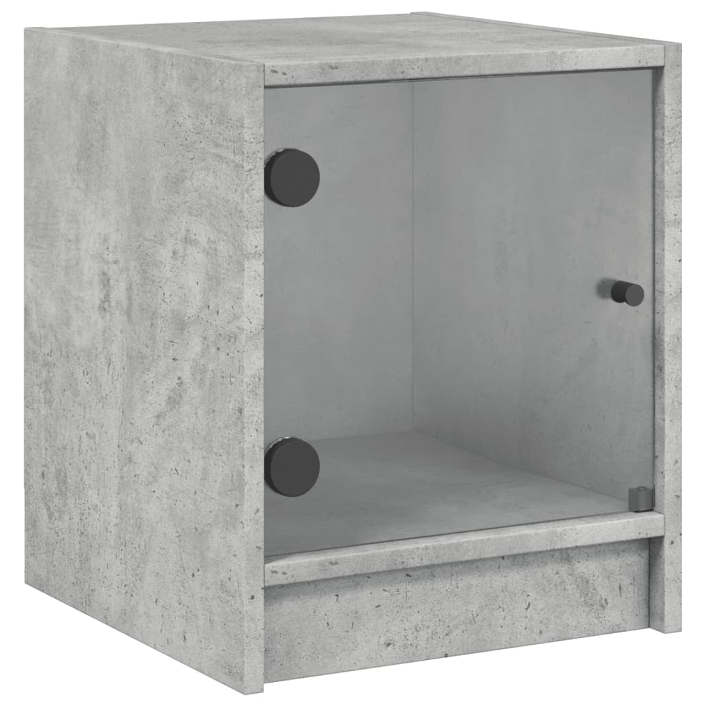 vidaXL Bedside Cabinets with Glass Doors 2 pcs Concrete Grey 35x37x42 cm