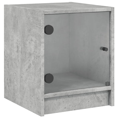 vidaXL Bedside Cabinets with Glass Doors 2 pcs Concrete Grey 35x37x42 cm