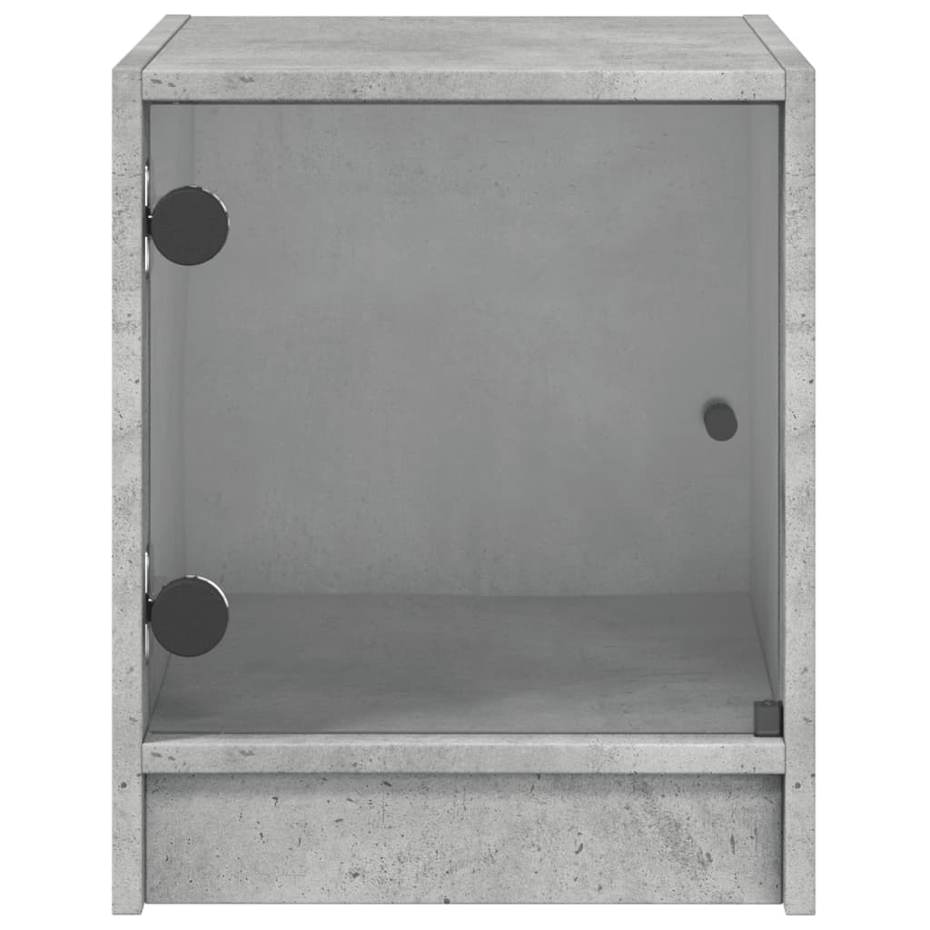 vidaXL Bedside Cabinets with Glass Doors 2 pcs Concrete Grey 35x37x42 cm