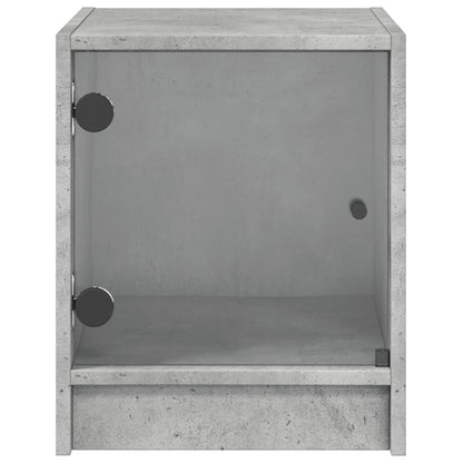 vidaXL Bedside Cabinets with Glass Doors 2 pcs Concrete Grey 35x37x42 cm