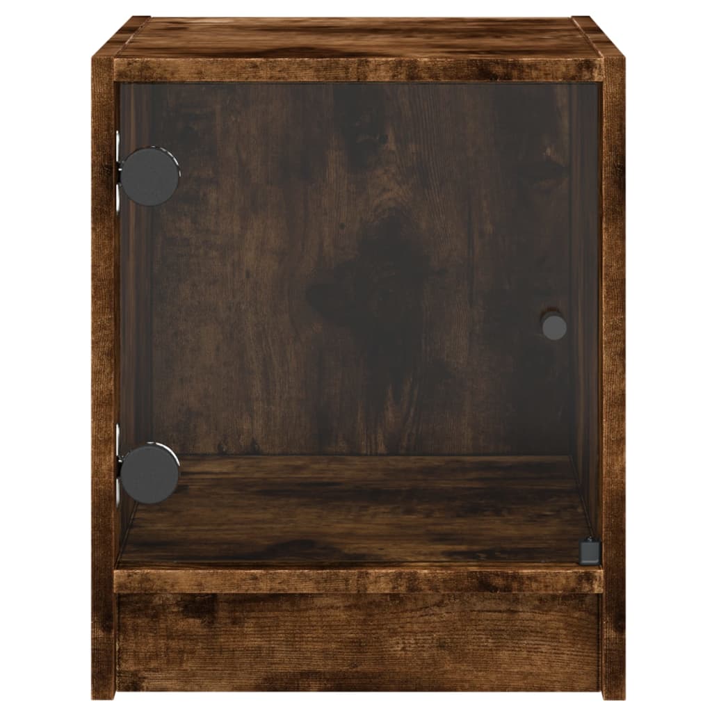 vidaXL Bedside Cabinets with Glass Doors 2 pcs Smoked Oak 35x37x42 cm