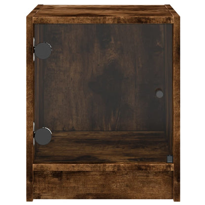 vidaXL Bedside Cabinets with Glass Doors 2 pcs Smoked Oak 35x37x42 cm