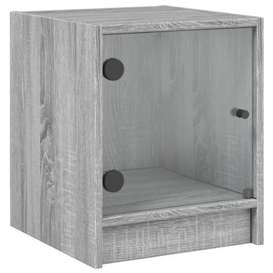 vidaXL Bedside Cabinet with Glass Door Grey Sonoma 35x37x42 cm