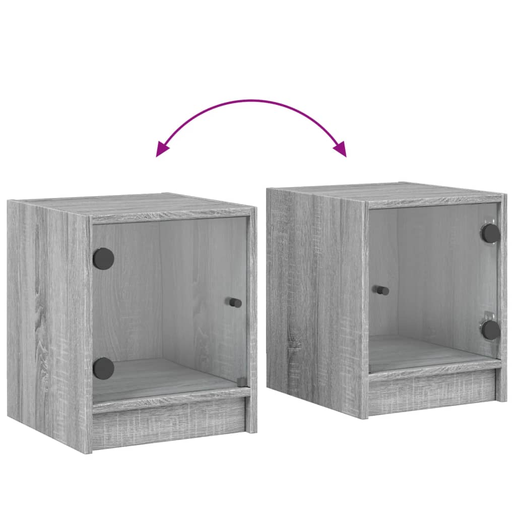 vidaXL Bedside Cabinet with Glass Door Grey Sonoma 35x37x42 cm