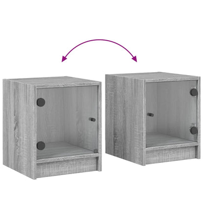 vidaXL Bedside Cabinet with Glass Door Grey Sonoma 35x37x42 cm