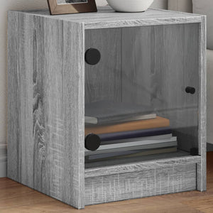 vidaXL Bedside Cabinet with Glass Door Grey Sonoma 35x37x42 cm