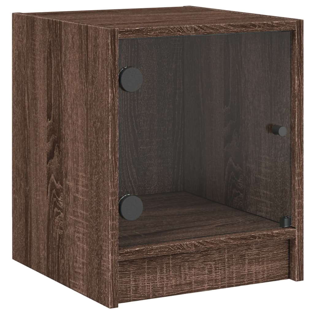vidaXL Bedside Cabinets with Glass Doors 2 pcs Brown Oak 35x37x42 cm