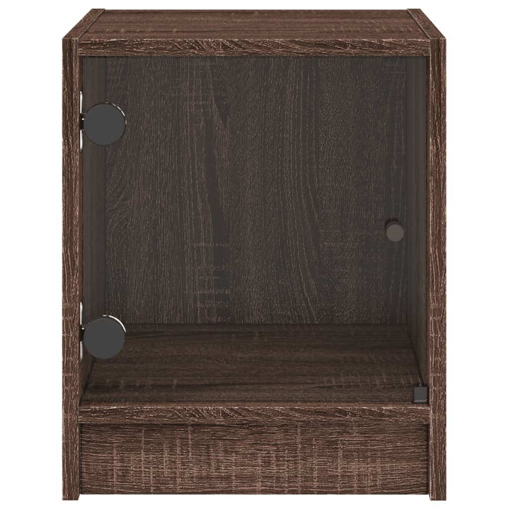 vidaXL Bedside Cabinets with Glass Doors 2 pcs Brown Oak 35x37x42 cm