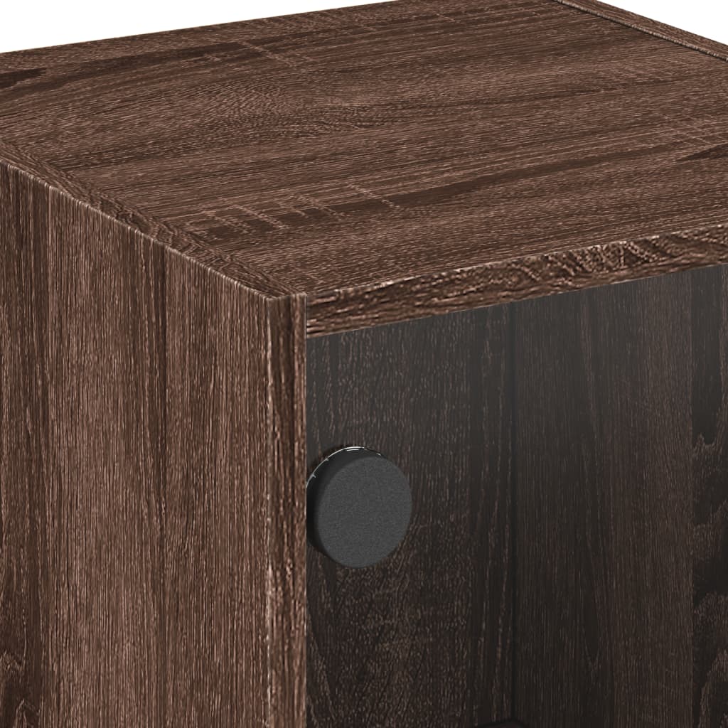 vidaXL Bedside Cabinets with Glass Doors 2 pcs Brown Oak 35x37x42 cm
