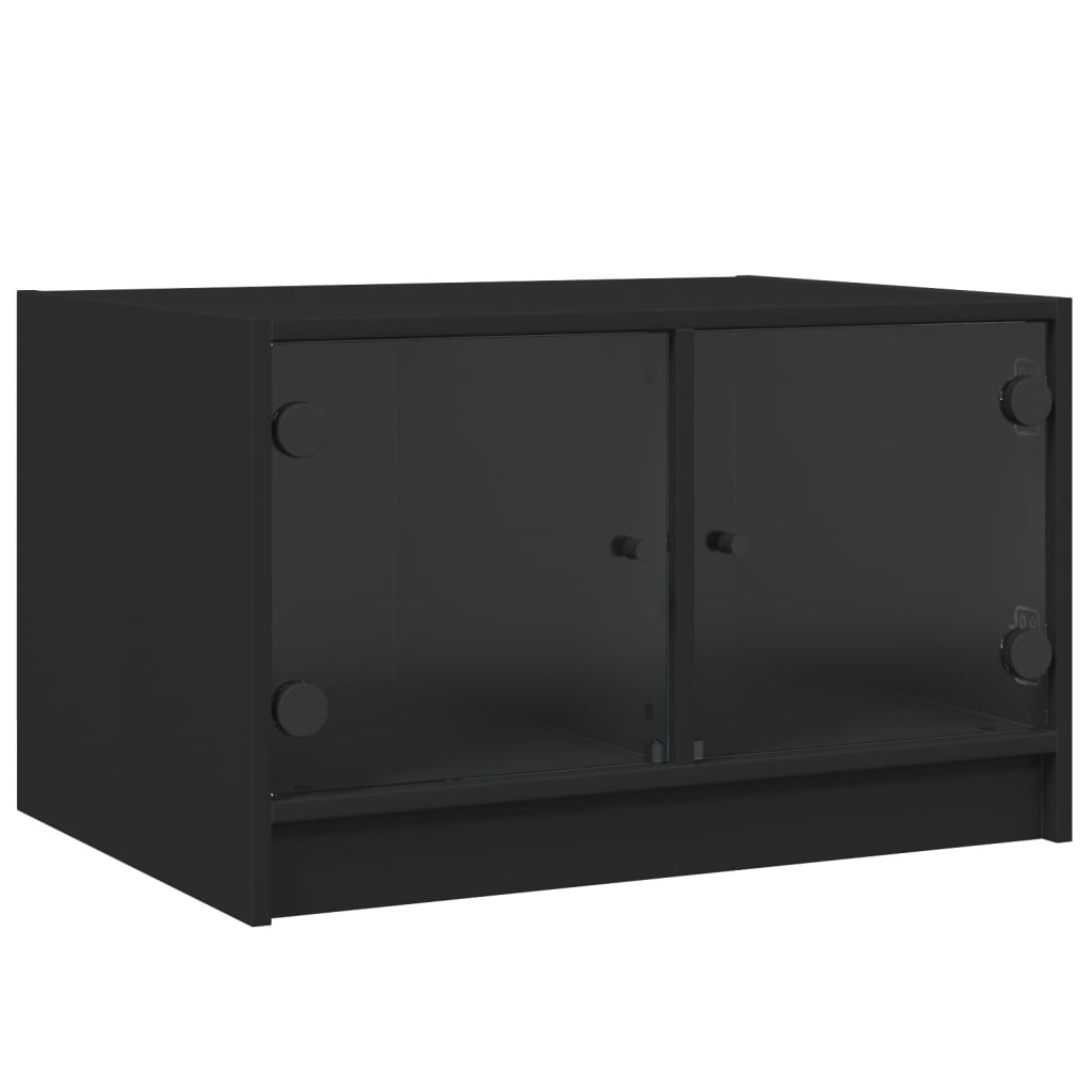 vidaXL Coffee Table with Glass Doors Black 68x50x42 cm