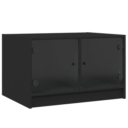 vidaXL Coffee Table with Glass Doors Black 68x50x42 cm