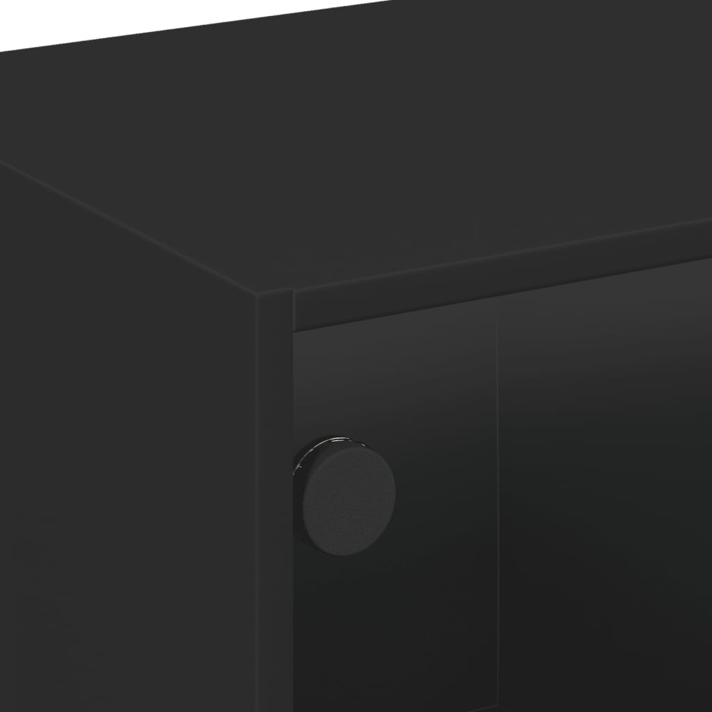 vidaXL Coffee Table with Glass Doors Black 68x50x42 cm