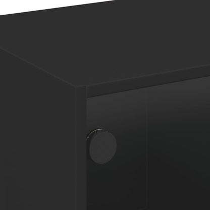 vidaXL Coffee Table with Glass Doors Black 68x50x42 cm