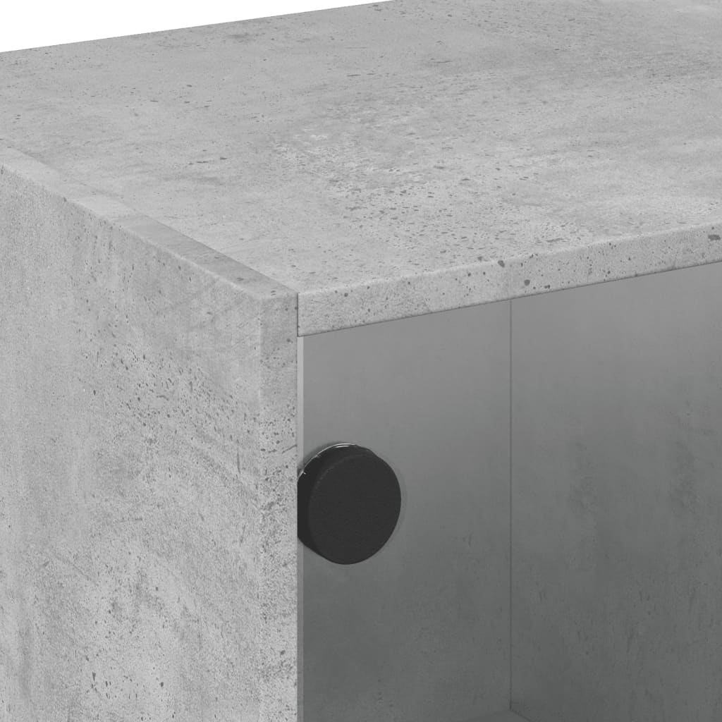 vidaXL Coffee Table with Glass Doors Concrete Grey 68x50x42 cm