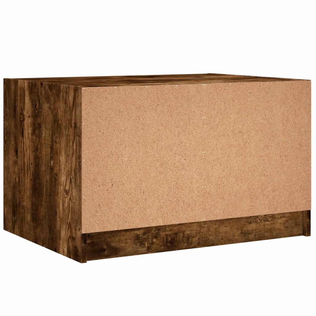 vidaXL Coffee Table with Glass Doors Smoked Oak 68x50x42 cm