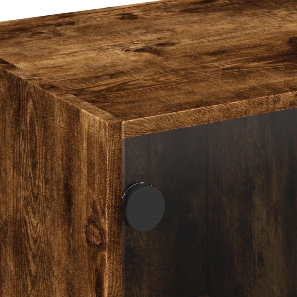 vidaXL Coffee Table with Glass Doors Smoked Oak 68x50x42 cm