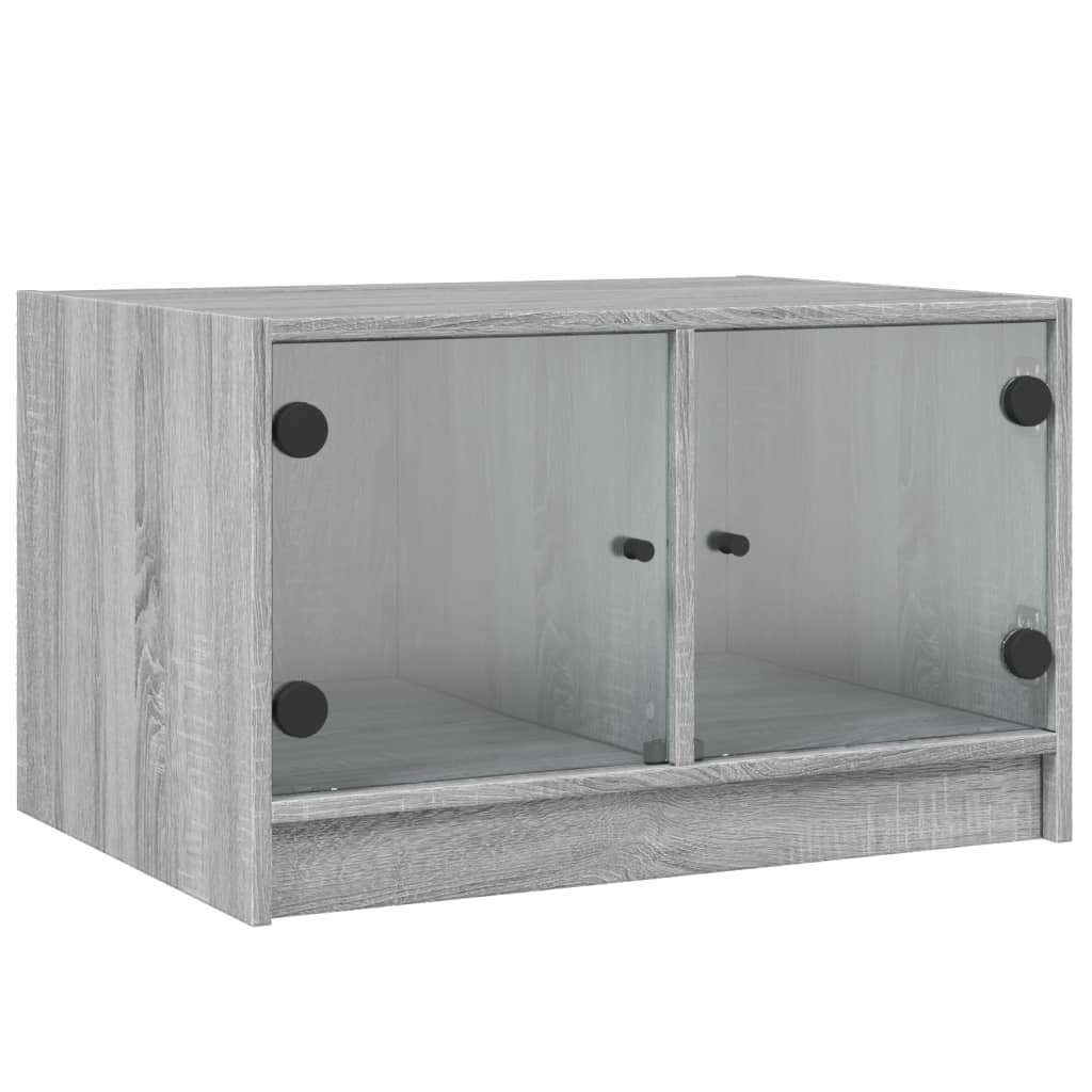 vidaXL Coffee Table with Glass Doors Grey Sonoma 68x50x42 cm