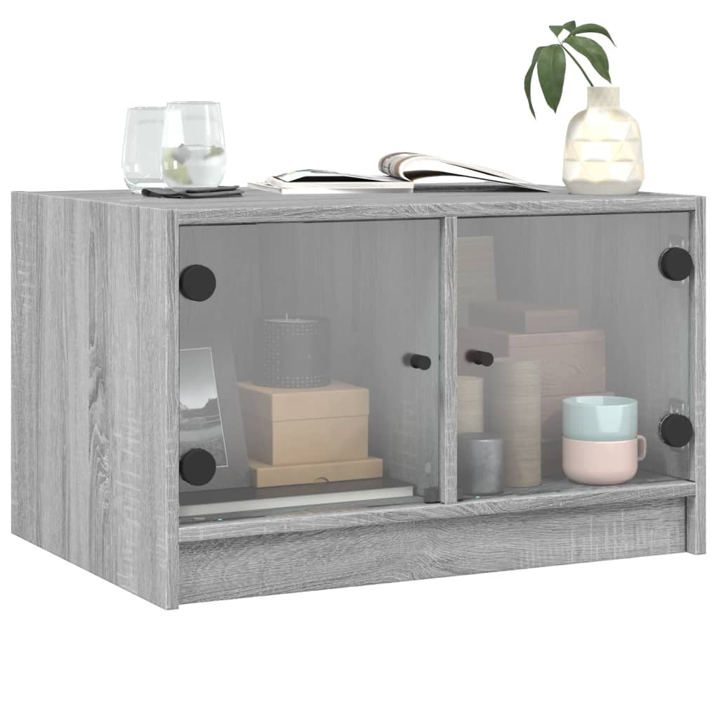 vidaXL Coffee Table with Glass Doors Grey Sonoma 68x50x42 cm