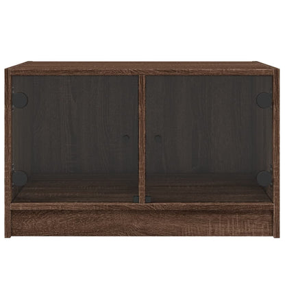 vidaXL Coffee Table with Glass Doors Brown Oak 68x50x42 cm