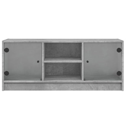 vidaXL TV Cabinet with Glass Doors Concrete Grey 102x37x42 cm