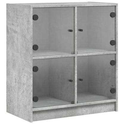 vidaXL Side Cabinet with Glass Doors Concrete Grey 68x37x75,5 cm