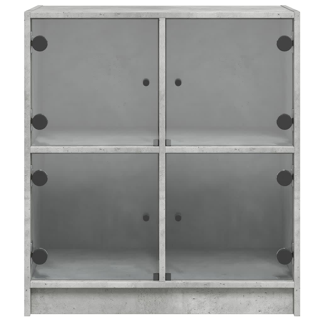 vidaXL Side Cabinet with Glass Doors Concrete Grey 68x37x75,5 cm