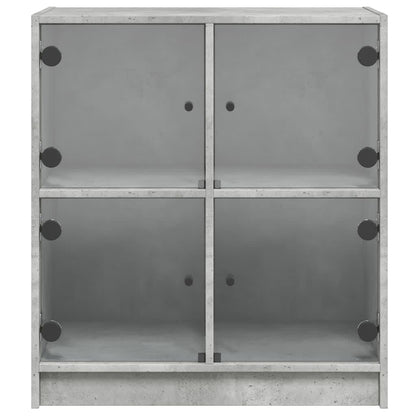vidaXL Side Cabinet with Glass Doors Concrete Grey 68x37x75,5 cm