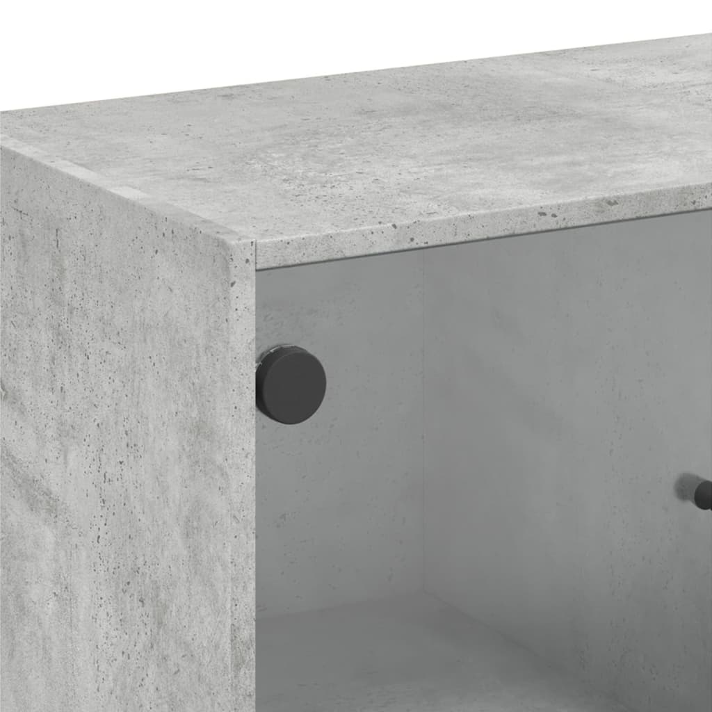 vidaXL Side Cabinet with Glass Doors Concrete Grey 68x37x75,5 cm
