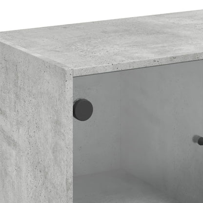 vidaXL Side Cabinet with Glass Doors Concrete Grey 68x37x75,5 cm