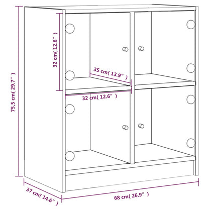 vidaXL Side Cabinet with Glass Doors Concrete Grey 68x37x75,5 cm