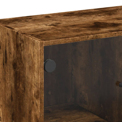 vidaXL Side Cabinet with Glass Doors Smoked Oak 68x37x75.5 cm