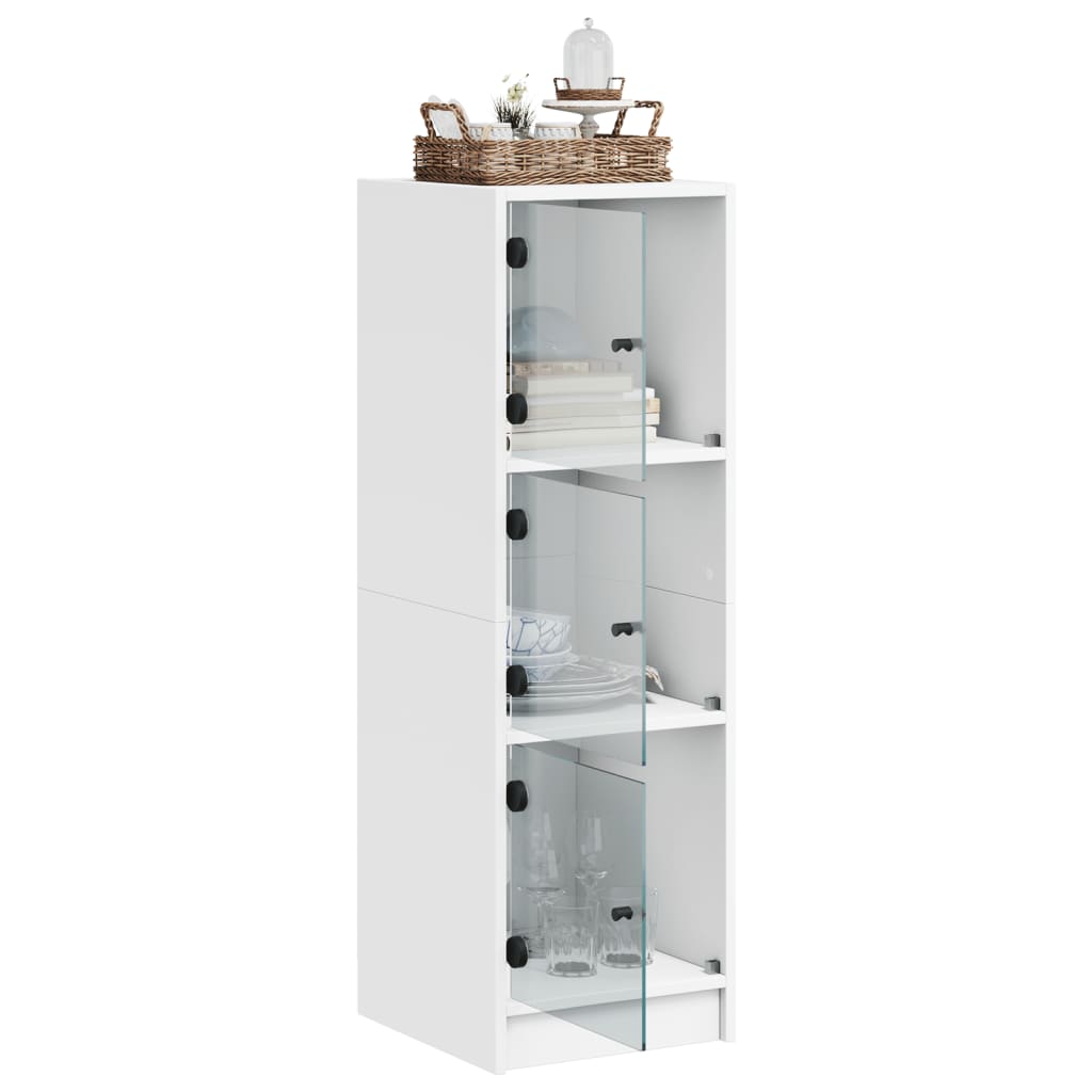 vidaXL Highboard with Glass Doors White 35x37x109 cm
