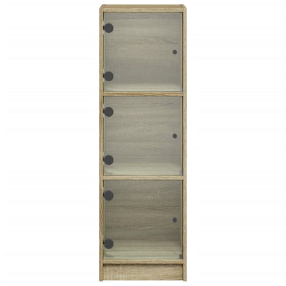 vidaXL Highboard with Glass Doors Sonoma Oak 35x37x109 cm
