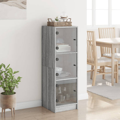 vidaXL Highboard with Glass Doors Grey Sonoma 35x37x109 cm