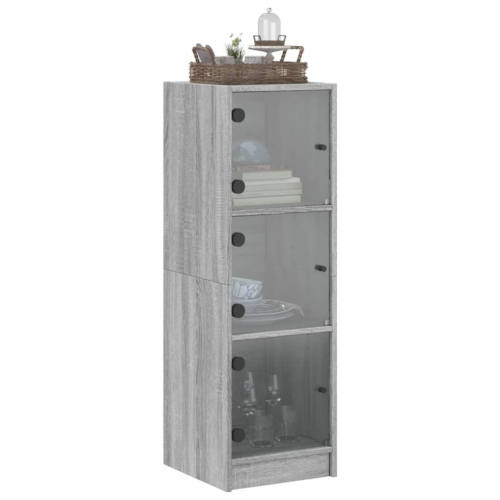 vidaXL Highboard with Glass Doors Grey Sonoma 35x37x109 cm