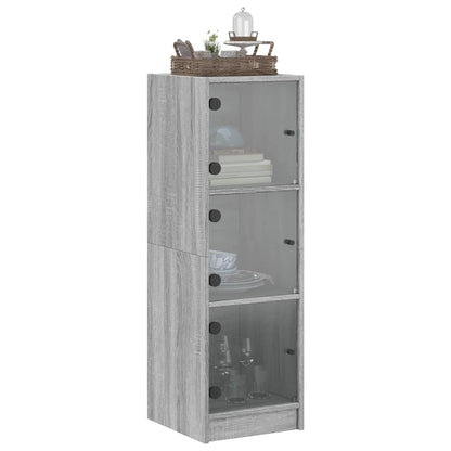 vidaXL Highboard with Glass Doors Grey Sonoma 35x37x109 cm