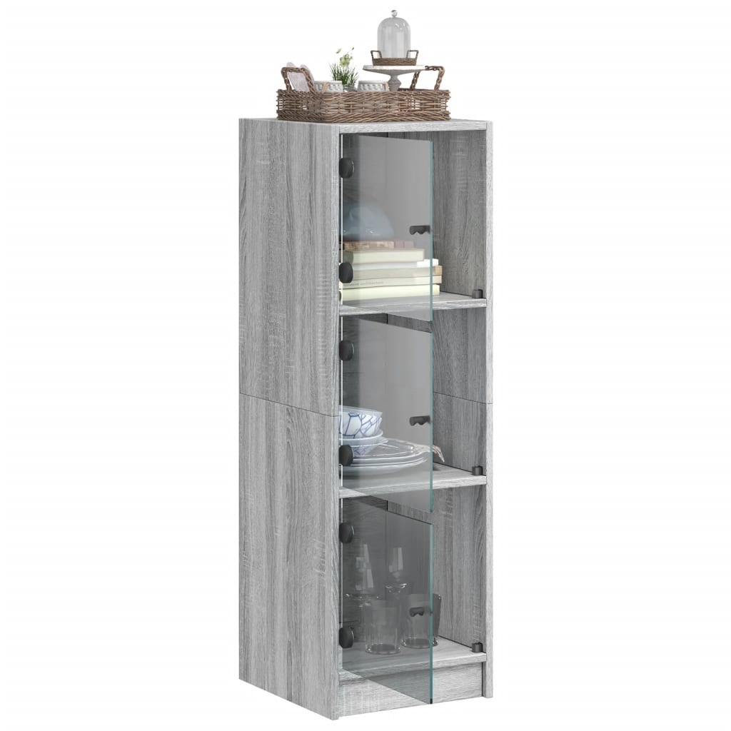 vidaXL Highboard with Glass Doors Grey Sonoma 35x37x109 cm