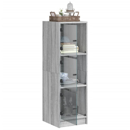 vidaXL Highboard with Glass Doors Grey Sonoma 35x37x109 cm