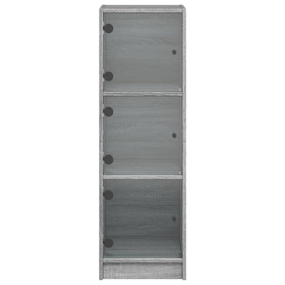 vidaXL Highboard with Glass Doors Grey Sonoma 35x37x109 cm