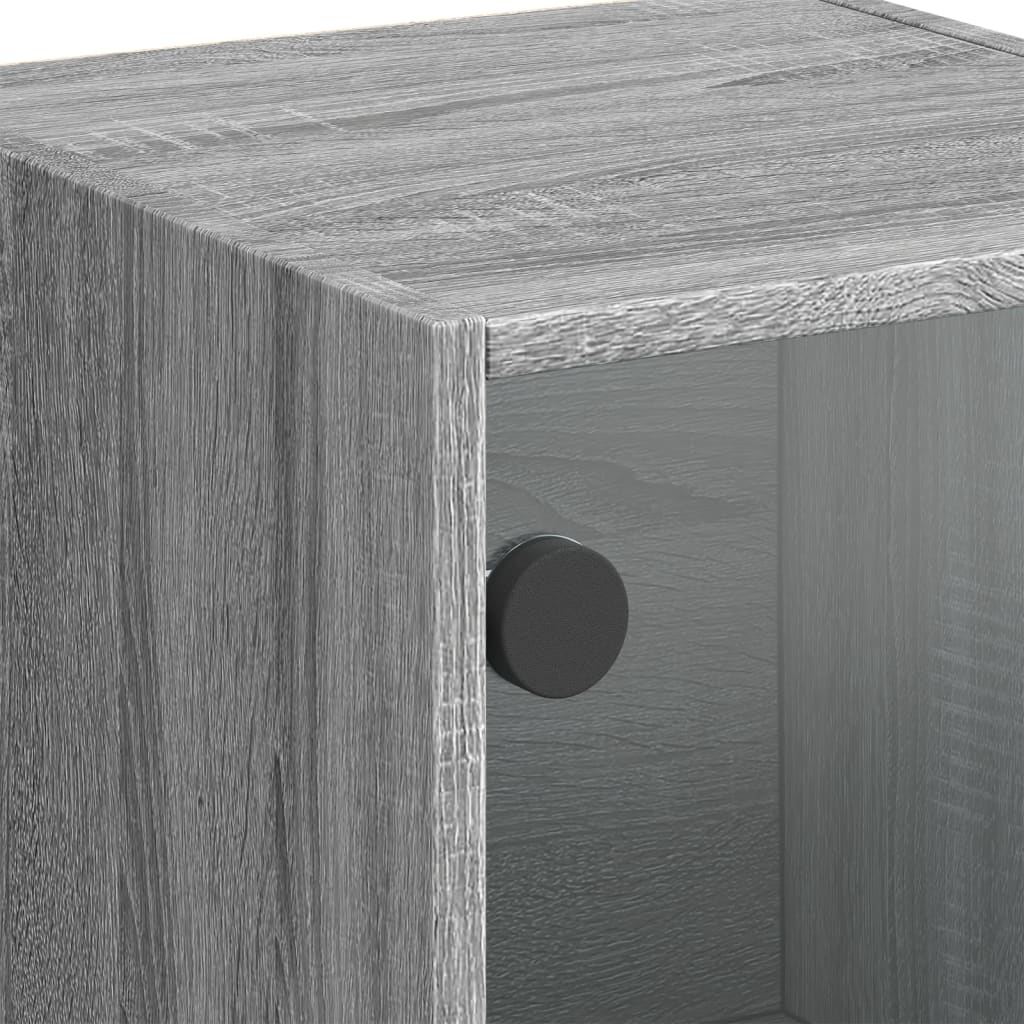 vidaXL Highboard with Glass Doors Grey Sonoma 35x37x109 cm