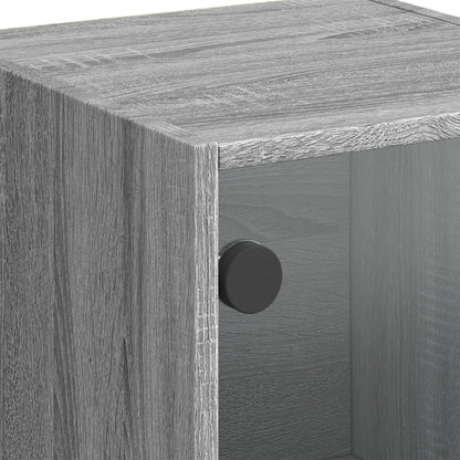 vidaXL Highboard with Glass Doors Grey Sonoma 35x37x109 cm