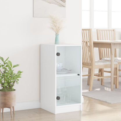 vidaXL Side Cabinet with Glass Doors White 35x37x75,5 cm