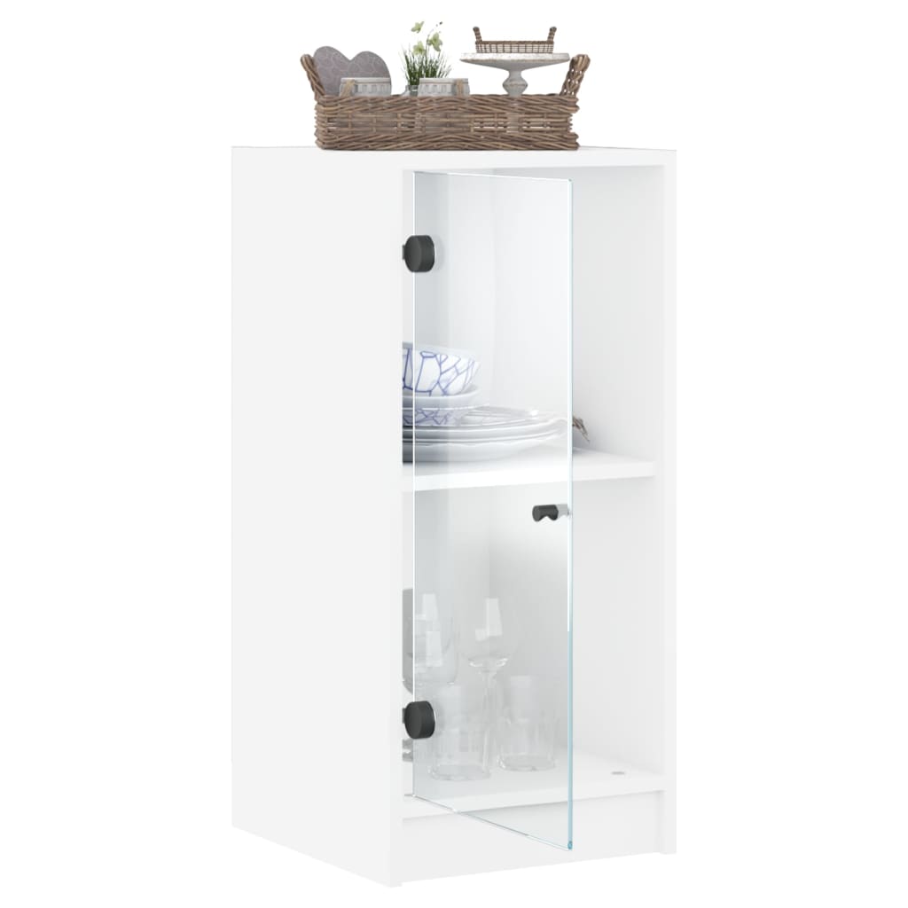 vidaXL Side Cabinet with Glass Doors White 35x37x75,5 cm
