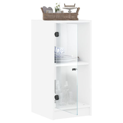 vidaXL Side Cabinet with Glass Doors White 35x37x75,5 cm