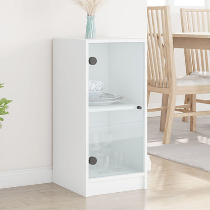 vidaXL Side Cabinet with Glass Doors White 35x37x75,5 cm