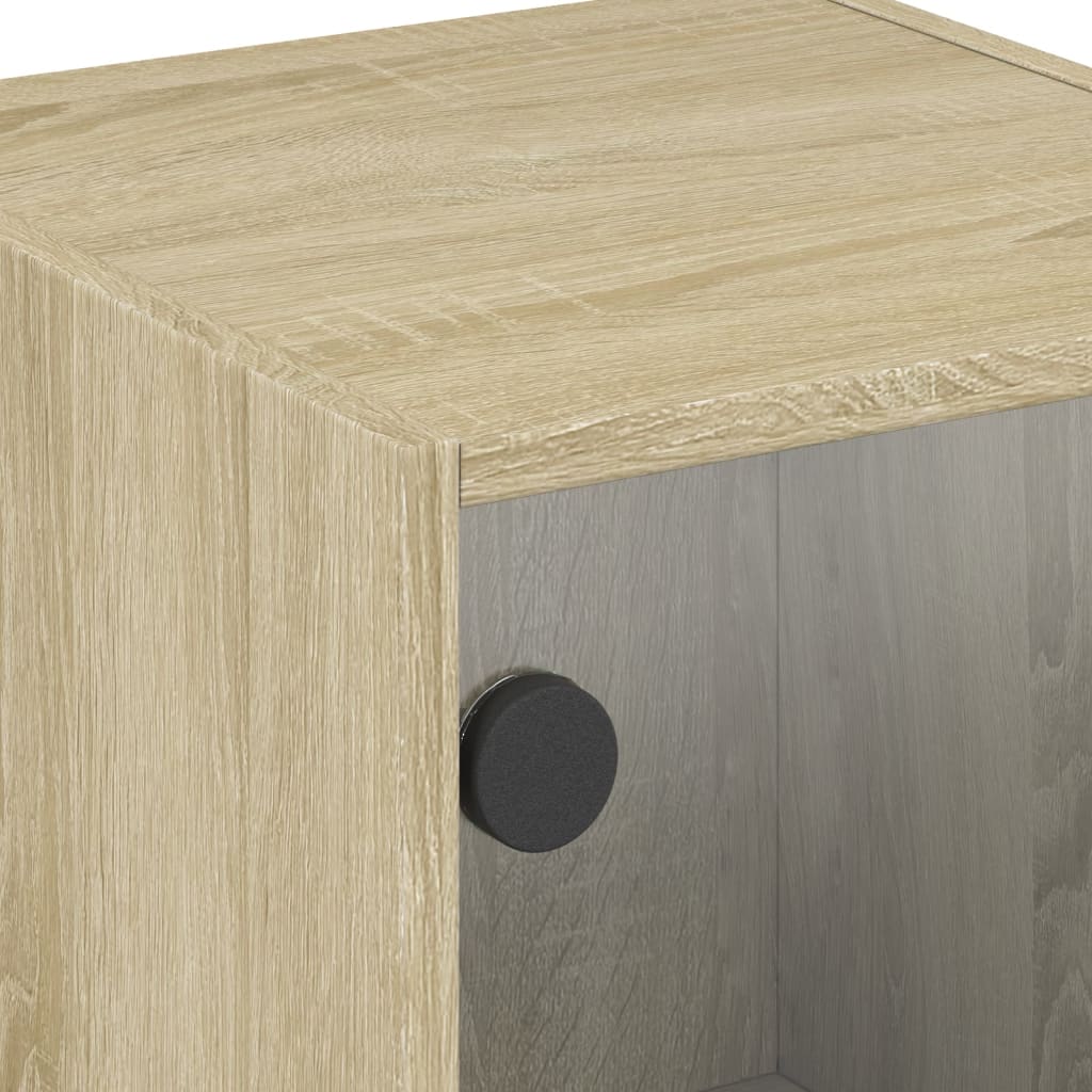 vidaXL Side Cabinet with Glass Doors Sonoma Oak 35x37x75,5 cm