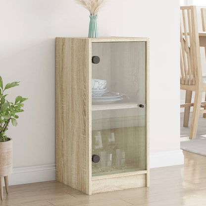 vidaXL Side Cabinet with Glass Doors Sonoma Oak 35x37x75,5 cm