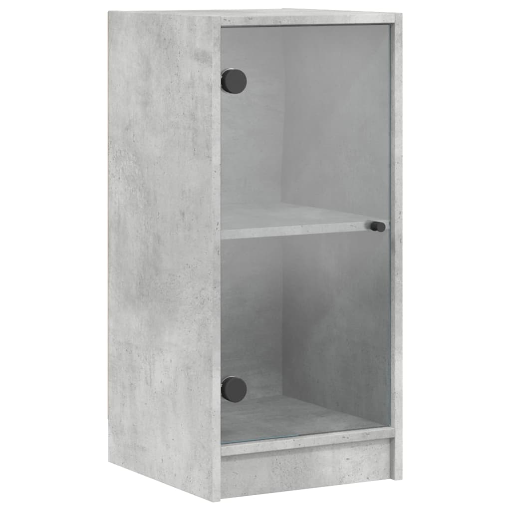 vidaXL Side Cabinet with Glass Doors Concrete Grey 35x37x75,5 cm