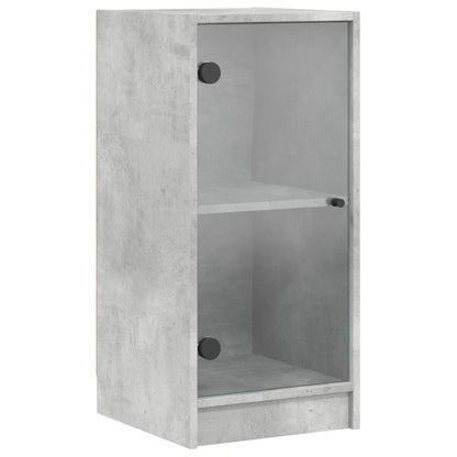 vidaXL Side Cabinet with Glass Doors Concrete Grey 35x37x75,5 cm