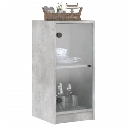 vidaXL Side Cabinet with Glass Doors Concrete Grey 35x37x75,5 cm